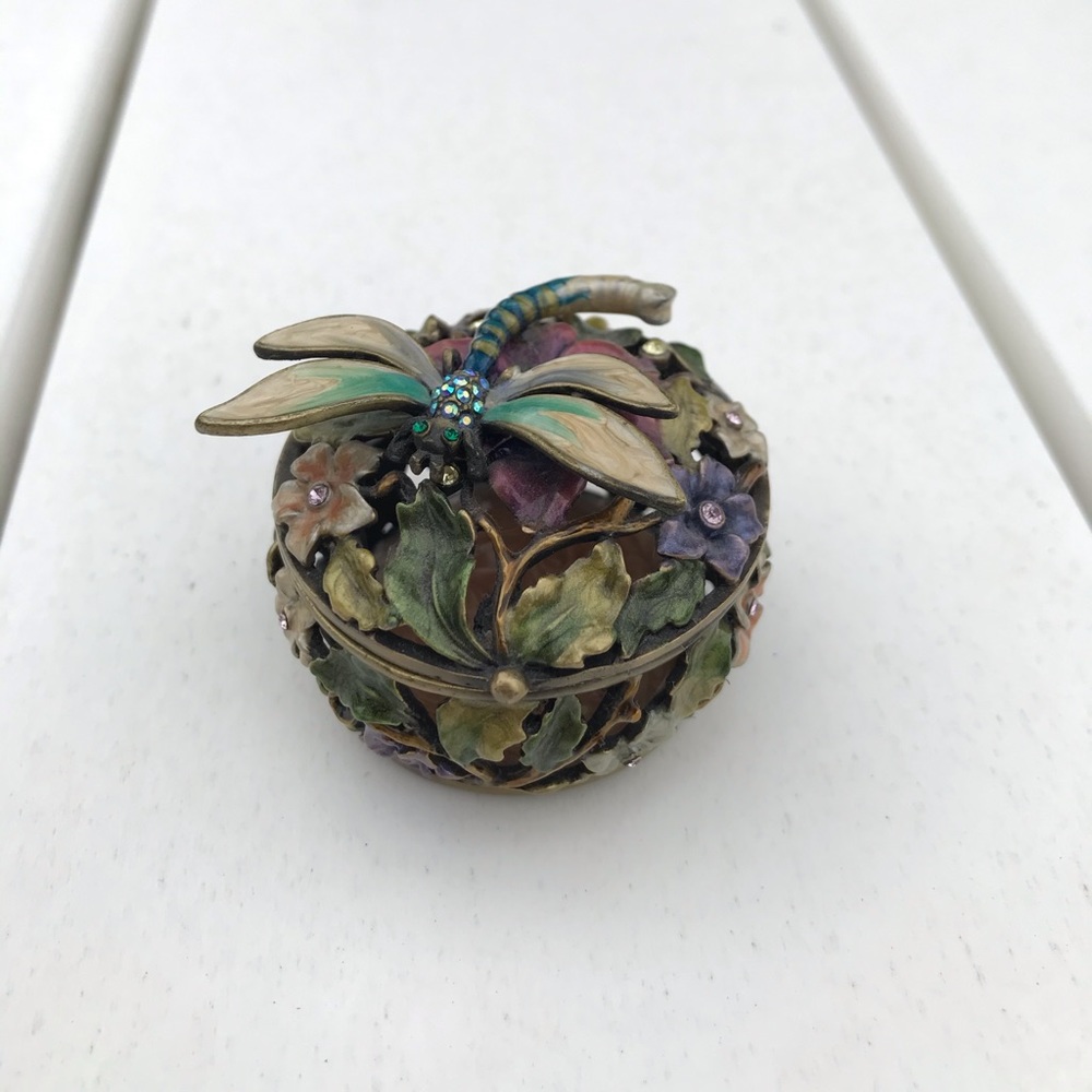 Swarovski Crystal Enamel Dragonfly Trinket Box